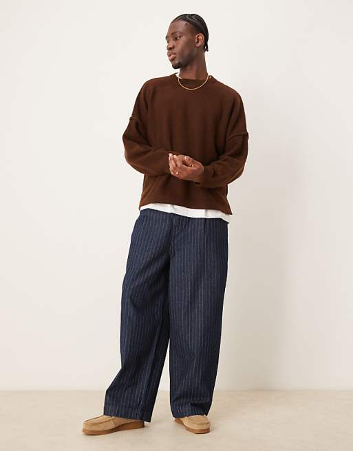 Asos ASOS DESIGN Super Oversized Boxy Knitted Jumper In Brown