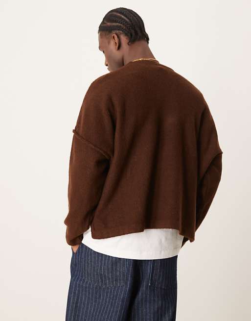 Asos ASOS DESIGN Super Oversized Boxy Knitted Jumper In Brown