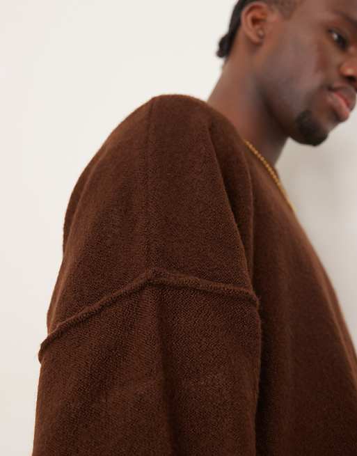 Asos ASOS DESIGN Super Oversized Boxy Knitted Jumper In Brown