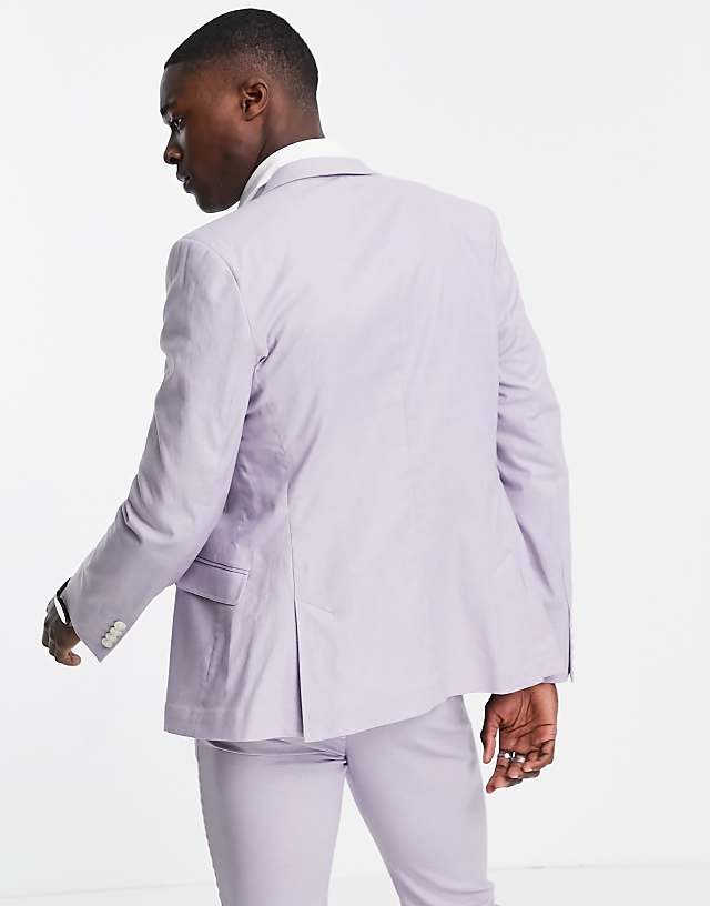 Asos ASOS DESIGN Super Skinny Suit Jacket In Pastel Lilac Linen Mix