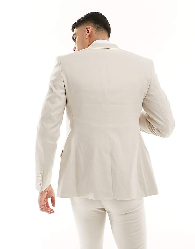 Asos ASOS DESIGN Super Skinny With Linen Suit Jacket In Stone