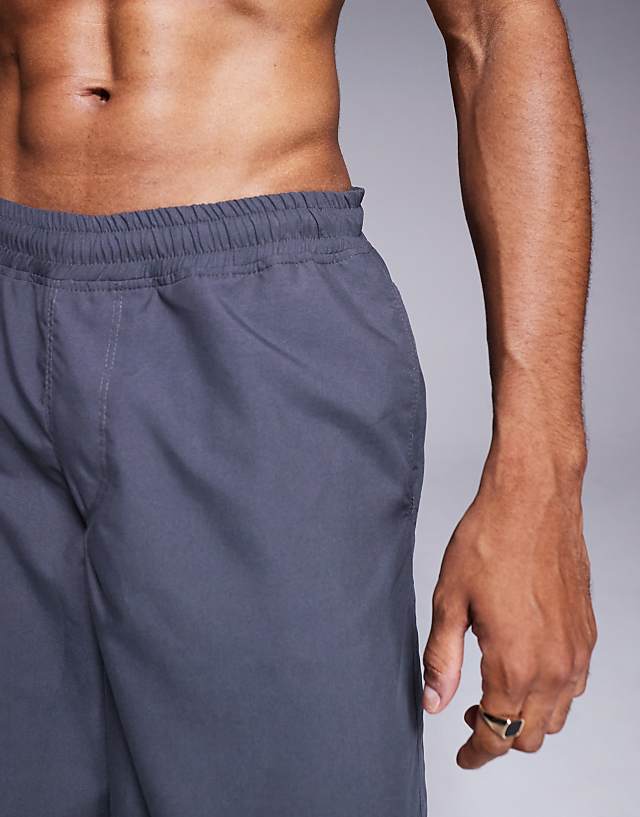 Asos ASOS DESIGN Swim Shorts In Long Length In Charcoal