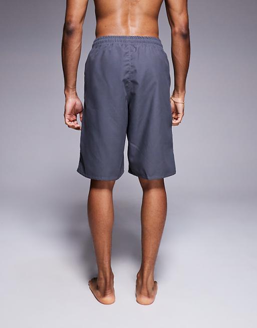 Asos ASOS DESIGN Swim Shorts In Long Length In Charcoal