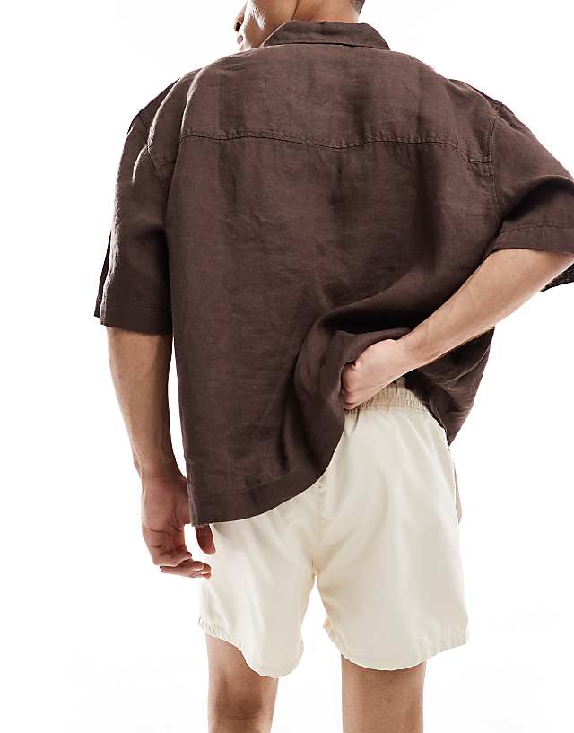 Asos ASOS DESIGN Swim Shorts In Short Length In Beige