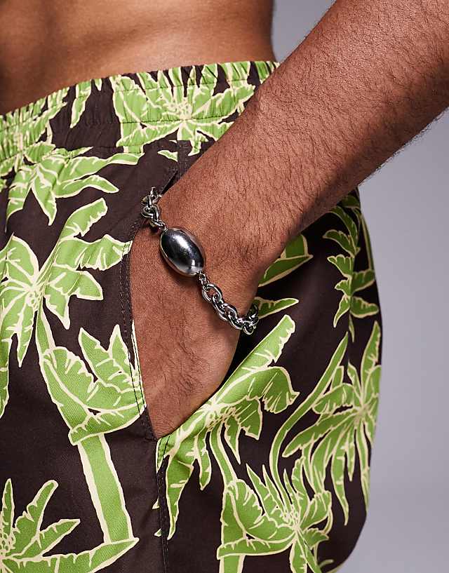 Asos ASOS DESIGN Swim Shorts In Short Length In Black Palm Tree Print