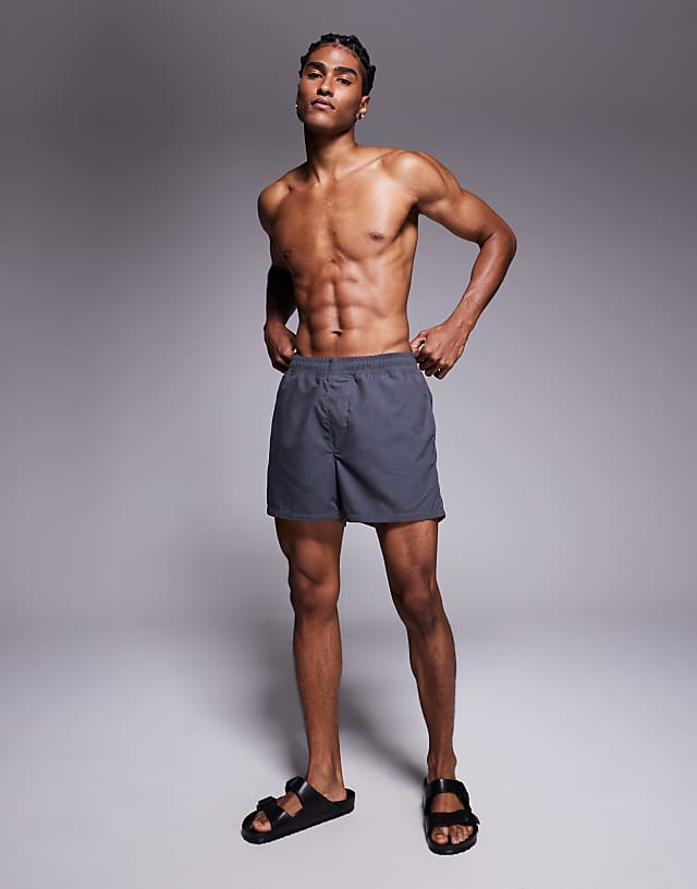 Asos ASOS DESIGN Swim Shorts In Short Length In Grey