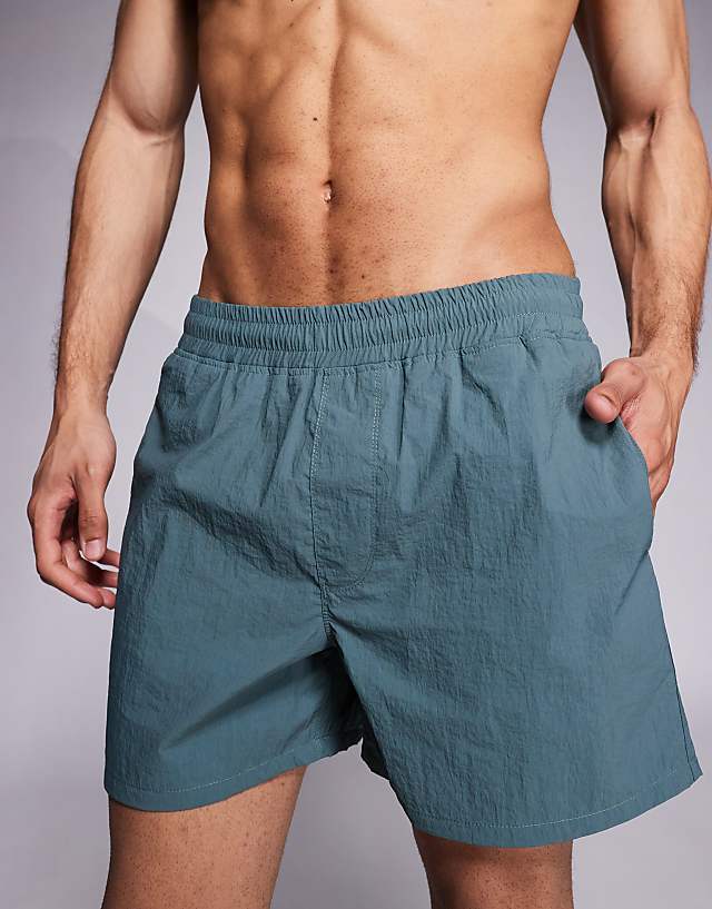 Asos ASOS DESIGN Swim Shorts In Short Length In Grey