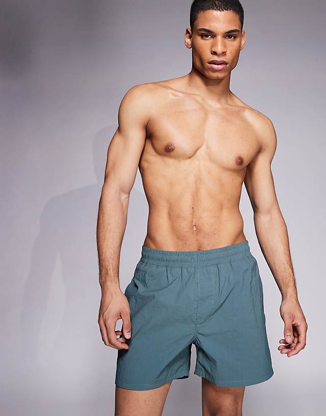 asos ASOS DESIGN swim shorts in short length in grey