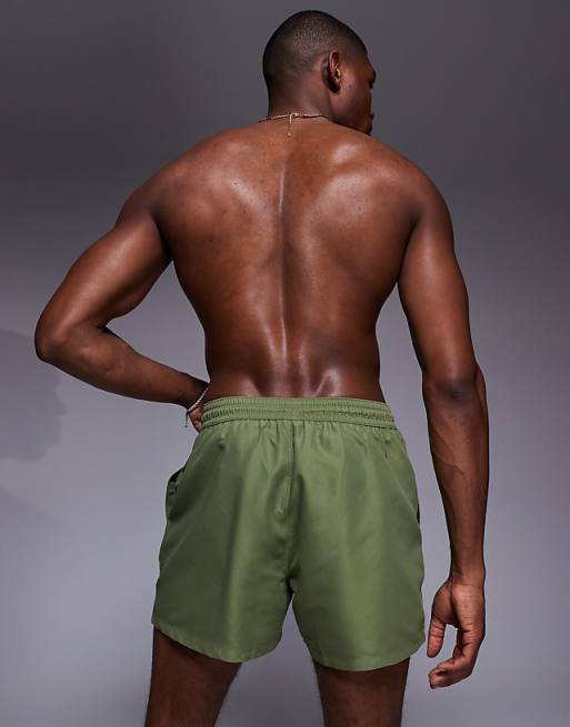 Asos ASOS DESIGN Swim Shorts In Short Length In Khaki