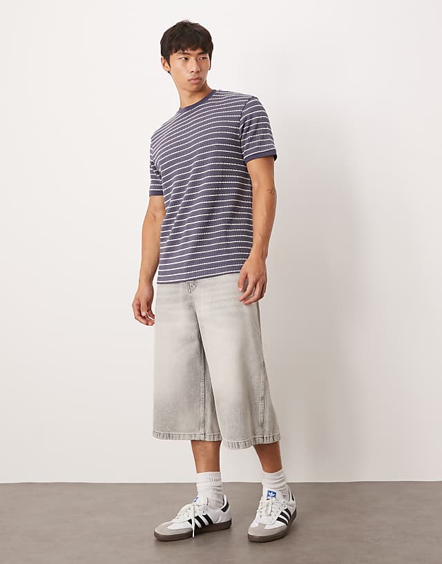 Asos ASOS DESIGN T-shirt In Textured Navy And White Stripe