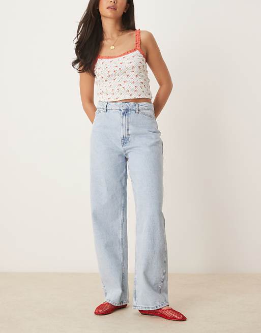 asos ASOS DESIGN tailored barrel jeans in light wash