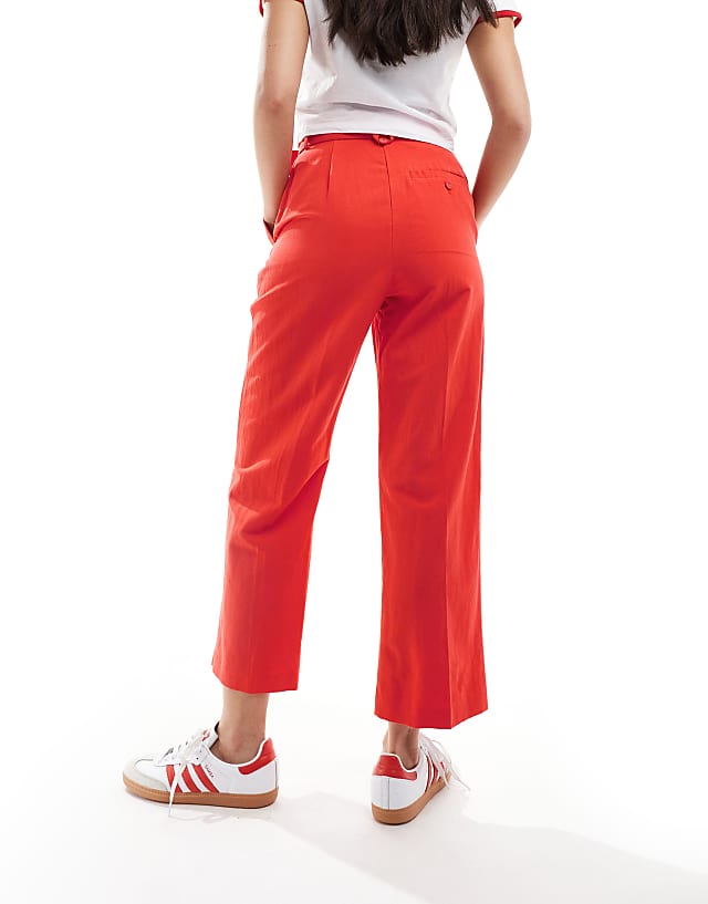 Asos ASOS DESIGN Tailored Belted Trouser With Linen In Red