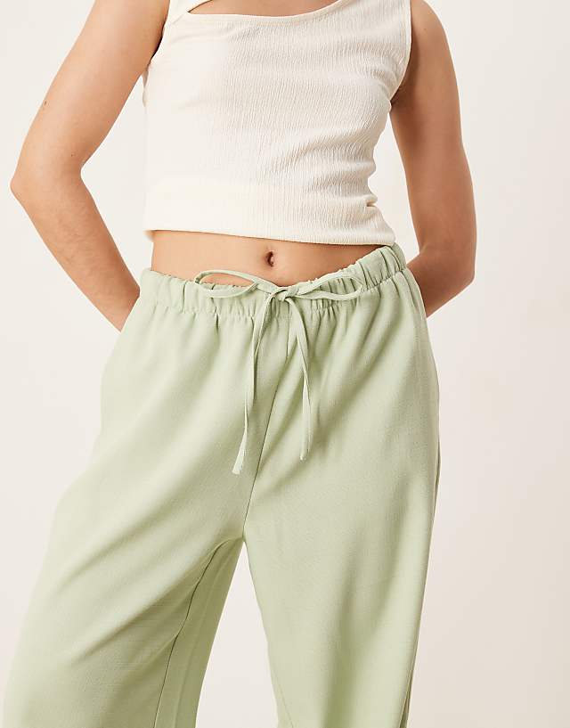 Asos ASOS DESIGN Tailored Linen Look Pull On Trousers In Green