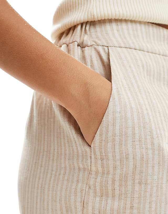 Asos ASOS DESIGN Tailored Short With Linen In Natural Stripe