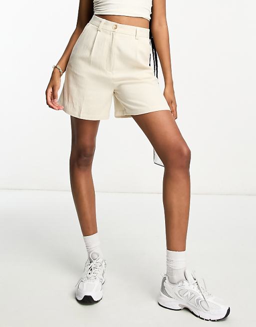Asos ASOS DESIGN Tall Dad Short With Linen In Stone