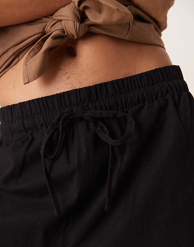 Asos ASOS DESIGN Tall Linen Look Pull On Trouser In Black
