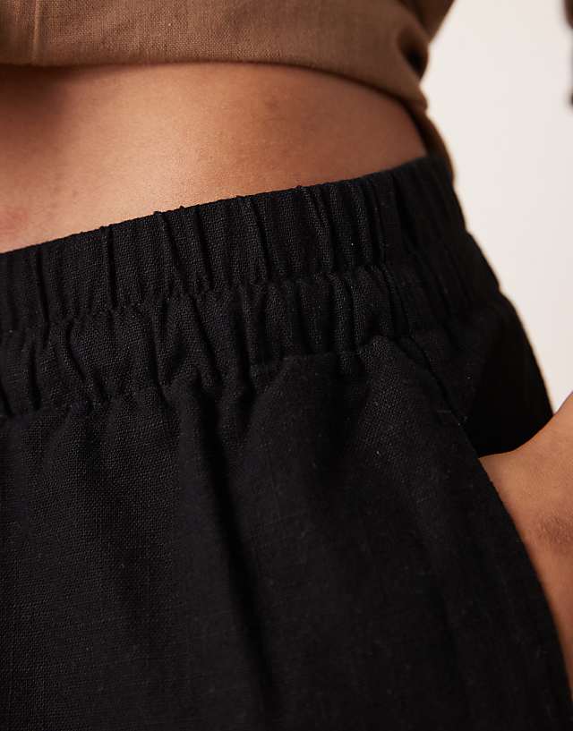 Asos ASOS DESIGN Tall Linen Look Pull On Trouser In Black