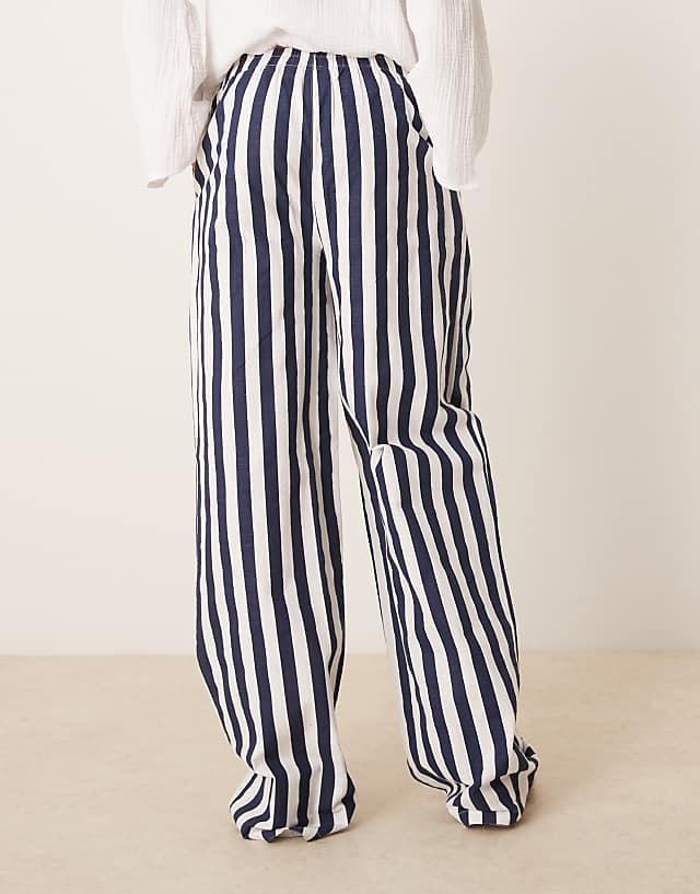 Asos ASOS DESIGN Tall Linen Look Pull On Trouser In Navy Stripe