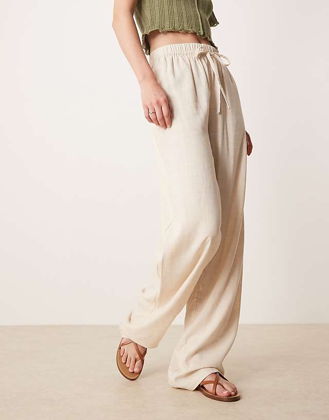 Asos ASOS DESIGN Tall Linen Look Pull On Trousers In Stone