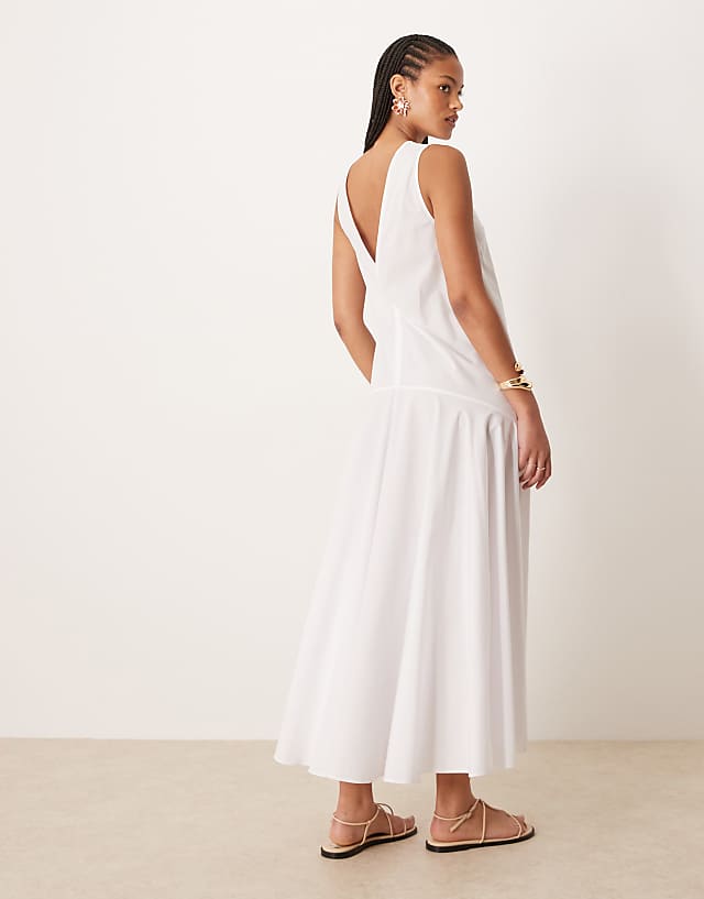 Asos ASOS DESIGN Tall Sleeveless Drop Waist Maxi Dress In White