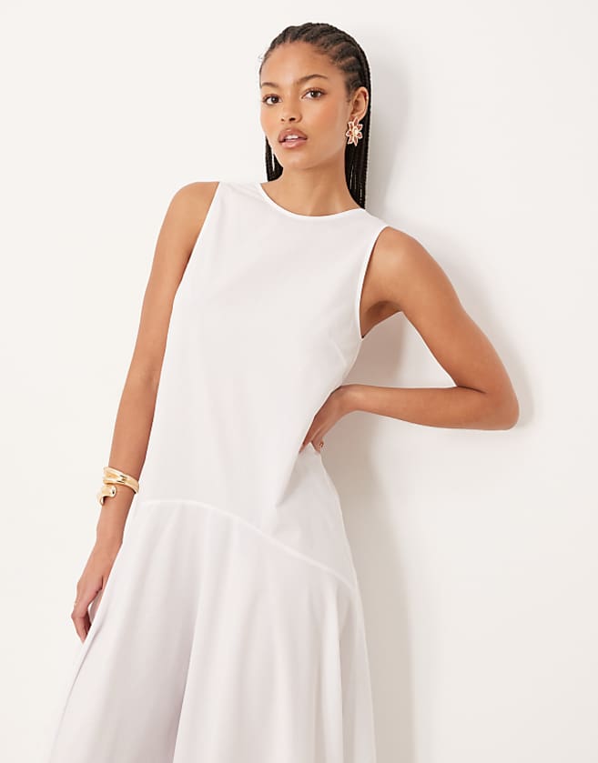 Asos ASOS DESIGN Tall Sleeveless Drop Waist Maxi Dress In White