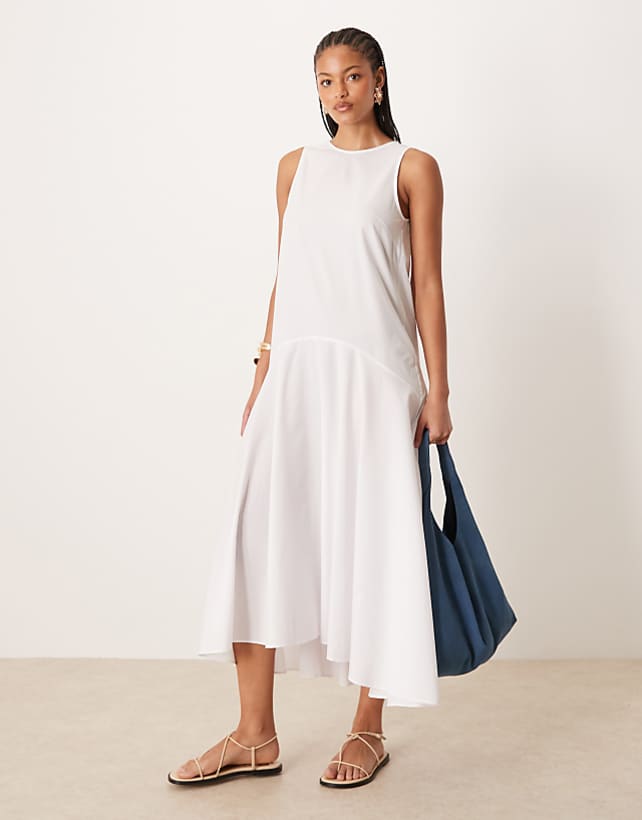 asos ASOS DESIGN Tall sleeveless drop waist maxi dress in white