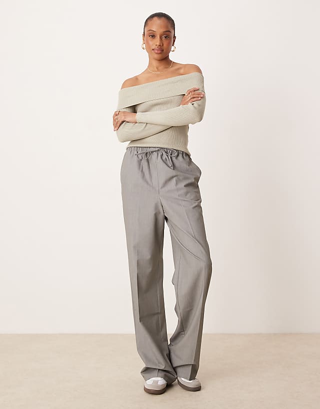 asos ASOS DESIGN Tall tailored pull on trousers in grey