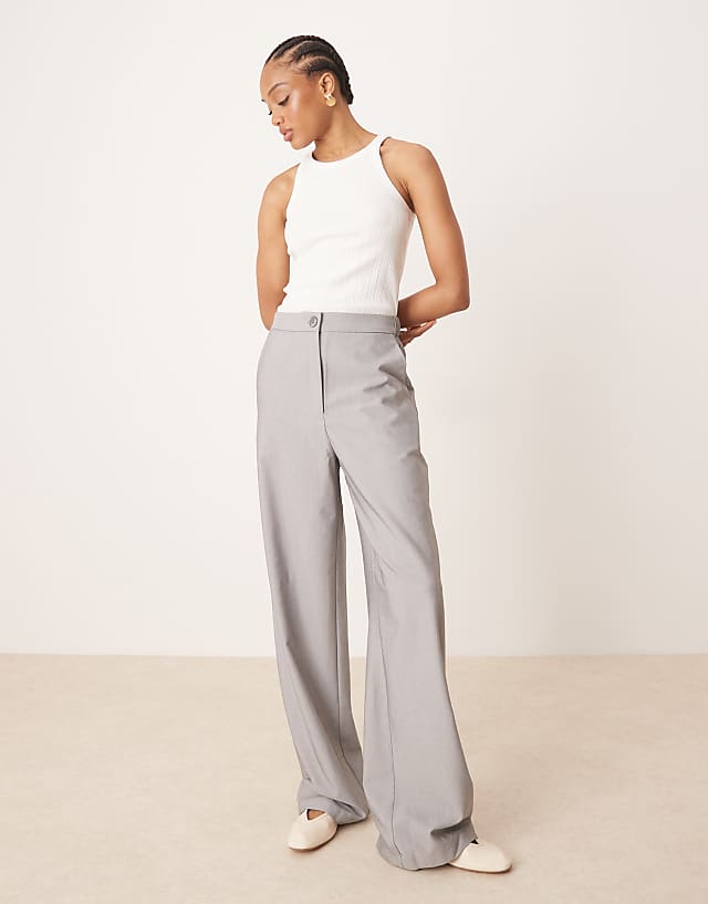 asos ASOS DESIGN Tall tailored relaxed straight leg trousers in grey asos ASOS DESIGN Tall tailored relaxed straight leg trousers in grey