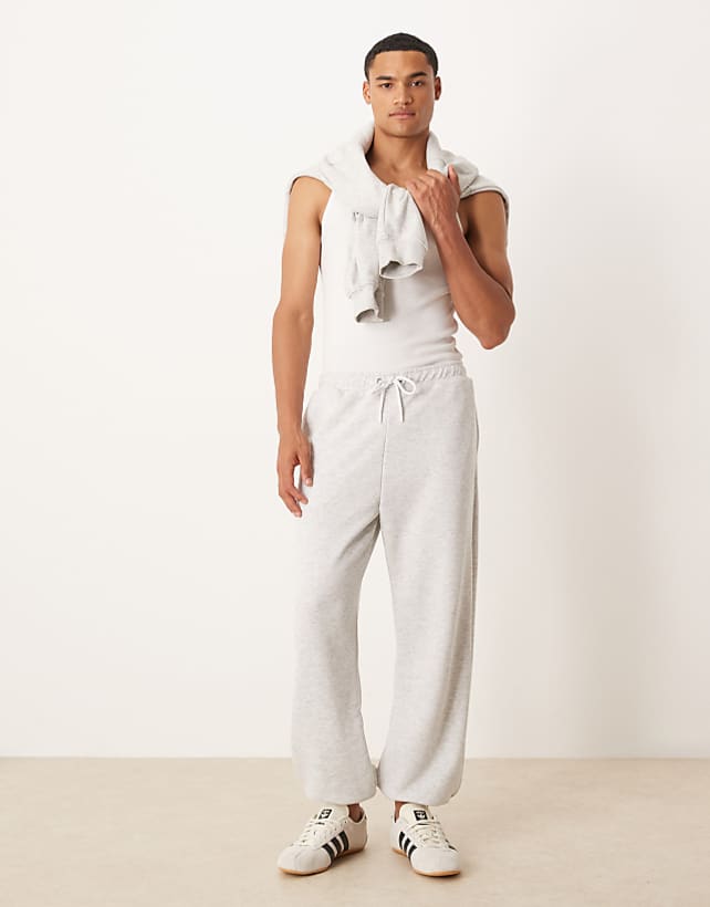 asos ASOS DESIGN tapered fit loopback jogger in grey marl