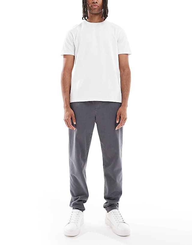 asos ASOS DESIGN tapered pull on chinos in charcoal