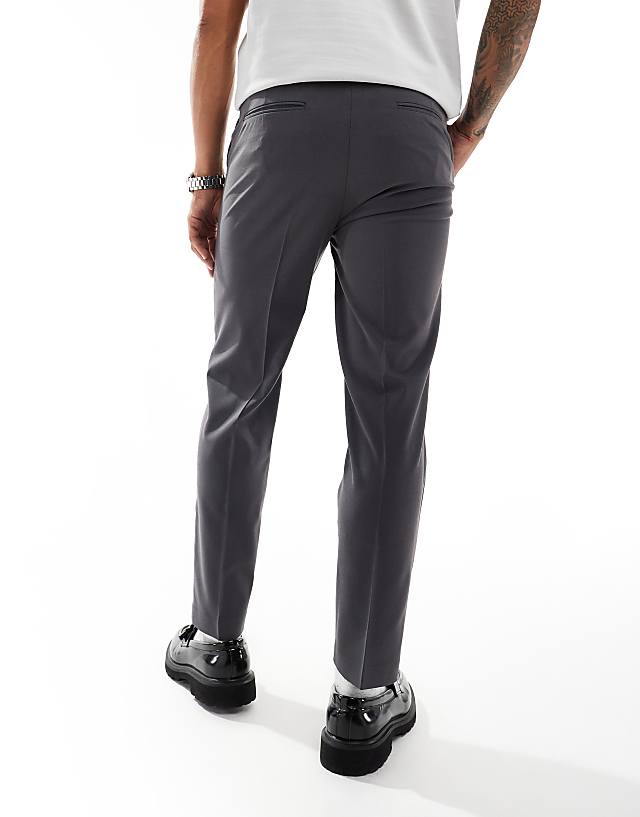 Asos ASOS DESIGN Tapered Smart Trousers In Charcoal