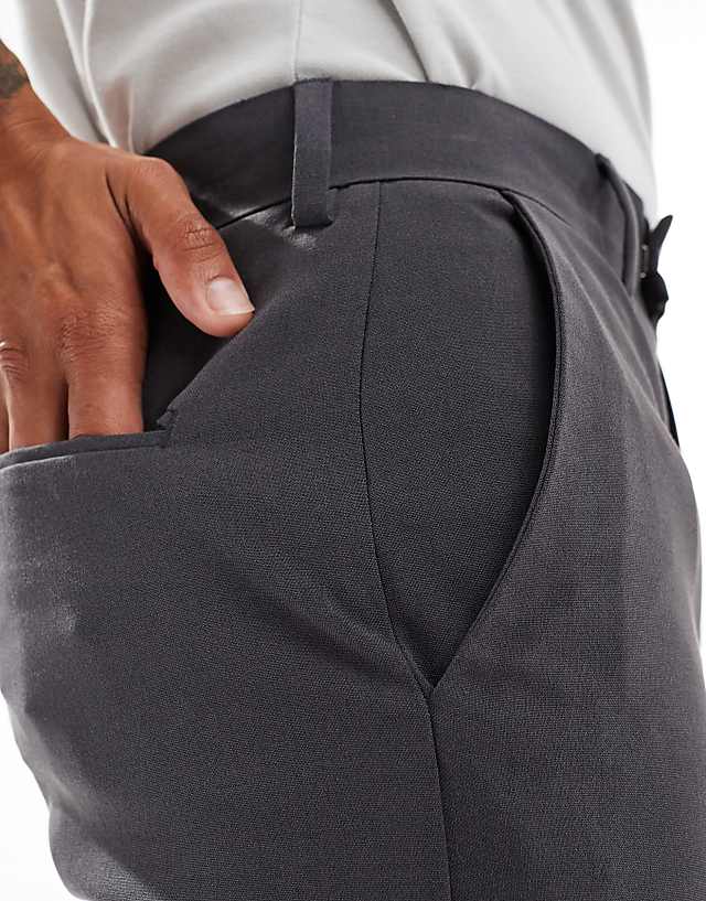 Asos ASOS DESIGN Tapered Smart Trousers In Charcoal