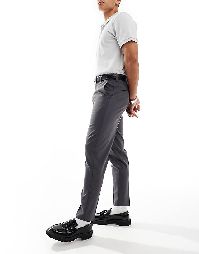 Asos ASOS DESIGN Tapered Smart Trousers In Charcoal