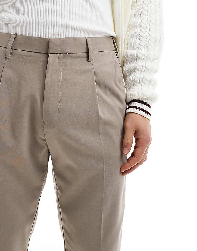 Asos ASOS DESIGN Tapered Smart Trousers With Jogger Cuff In Stone