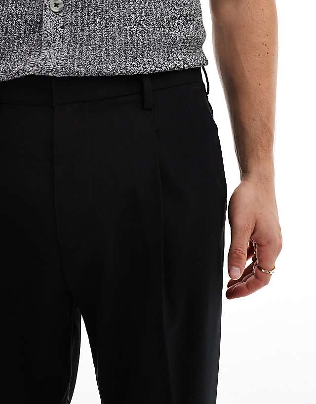 Asos ASOS DESIGN Tapered Smart Trousers With Jogger Cuff In Black