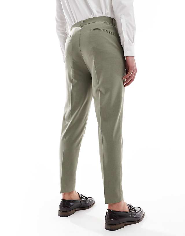 Asos ASOS DESIGN Tapered Suit Trousers In Olive Green