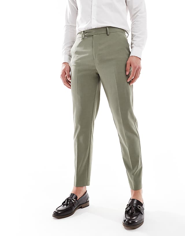 Asos ASOS DESIGN Tapered Suit Trousers In Olive Green