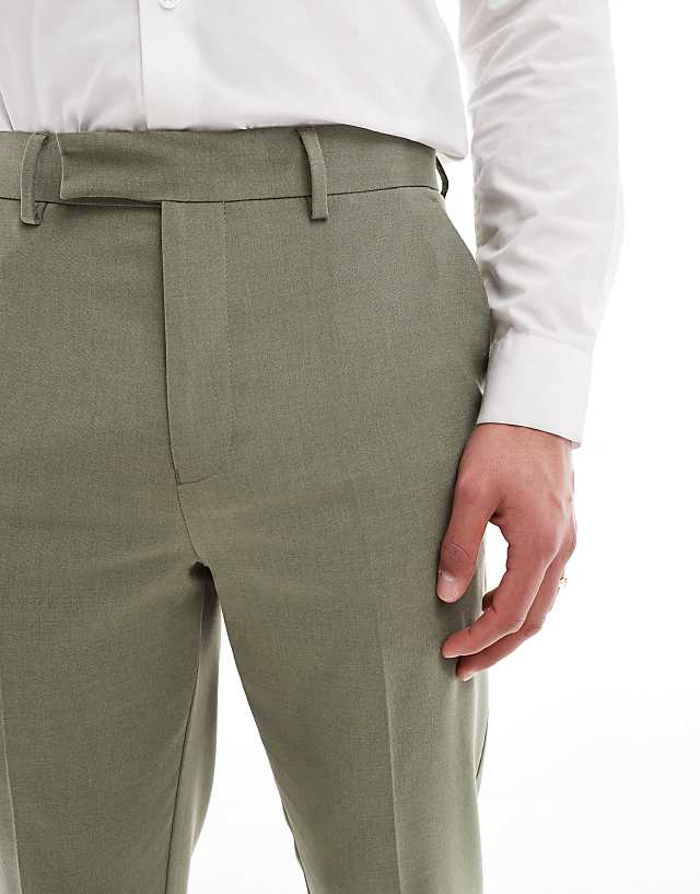 Asos ASOS DESIGN Tapered Suit Trousers In Olive Green
