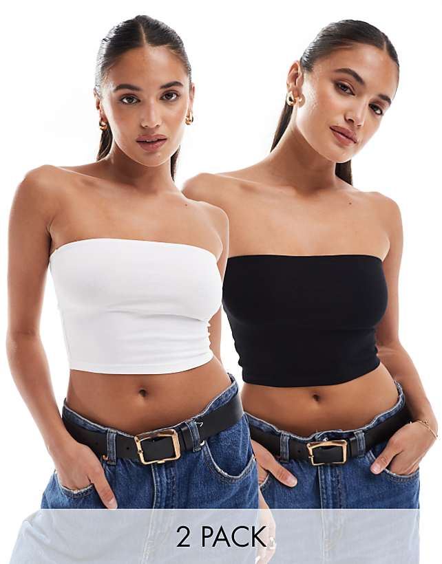 asos ASOS DESIGN ultimate crop bandeau top 2 pack in multi