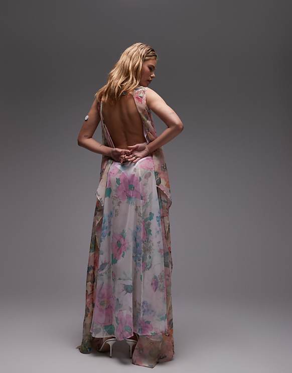 Asos ASOS DESIGN Ultimate Sheer Chiffon Maxi Dress In Mixed Floral