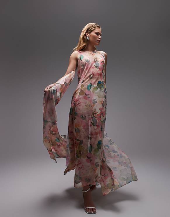 asos ASOS DESIGN ultimate sheer chiffon maxi dress in mixed floral