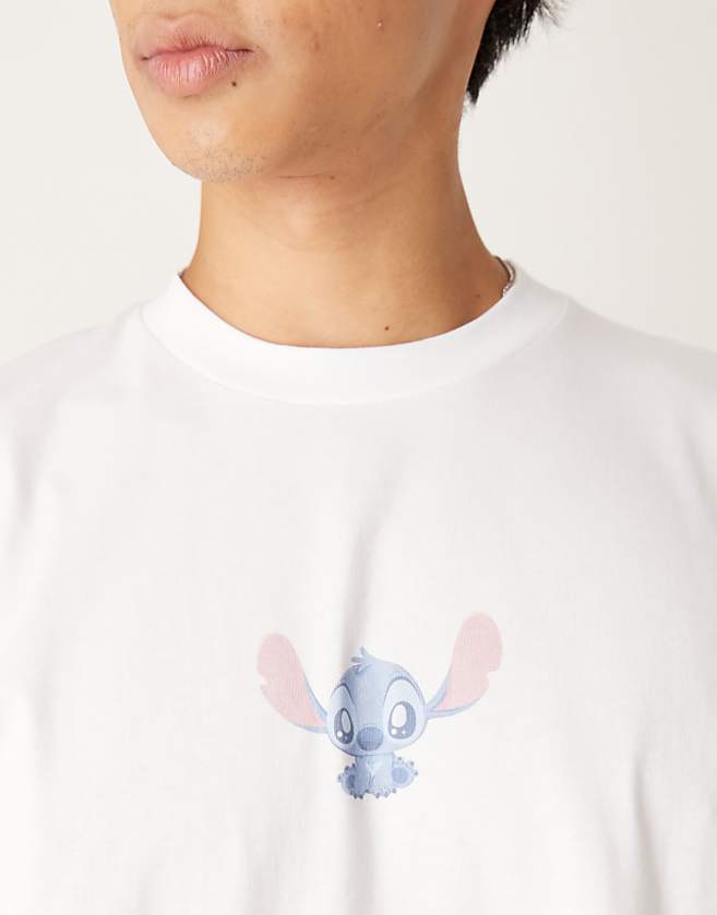 Asos ASOS DESIGN Unisex Oversize Disney T-shirt With Stich And Angel Prints In White