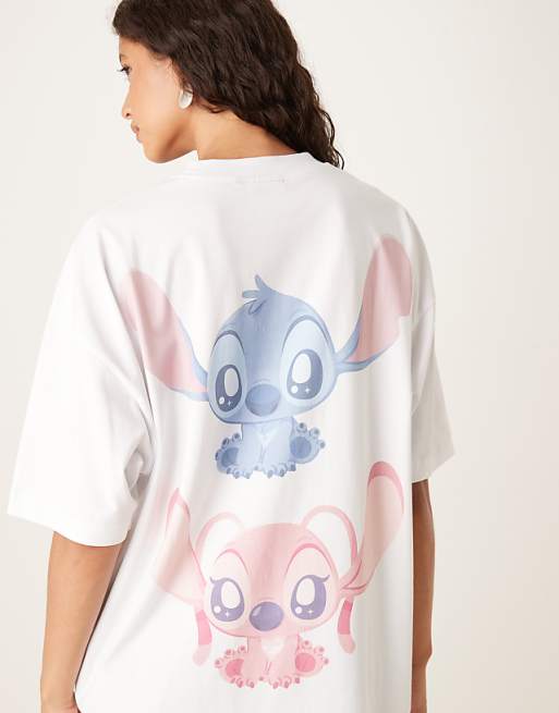 Asos ASOS DESIGN Unisex Oversize Disney T-shirt With Stich And Angel Prints In White