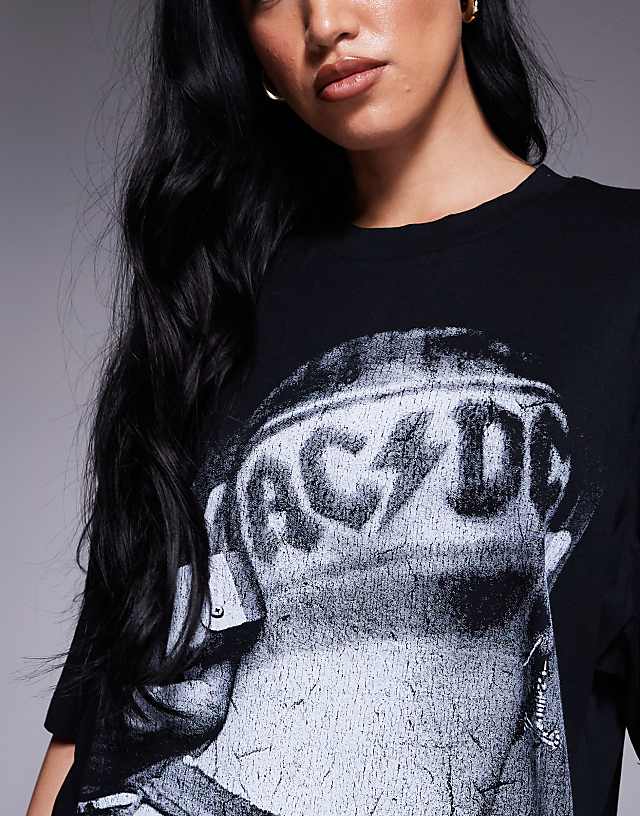 Asos ASOS DESIGN Unisex Oversized T-shirt With AC/DC Print In Black