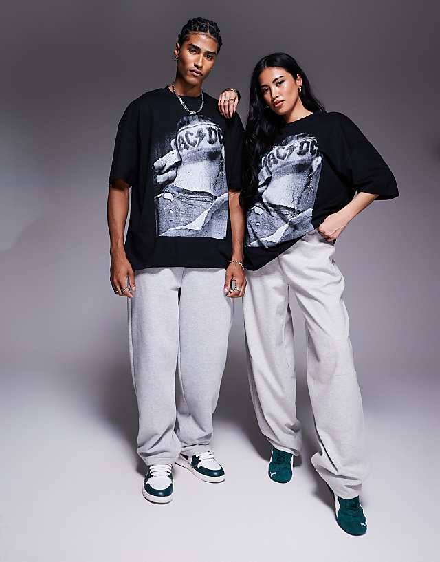 Asos ASOS DESIGN Unisex Oversized T-shirt With AC/DC Print In Black