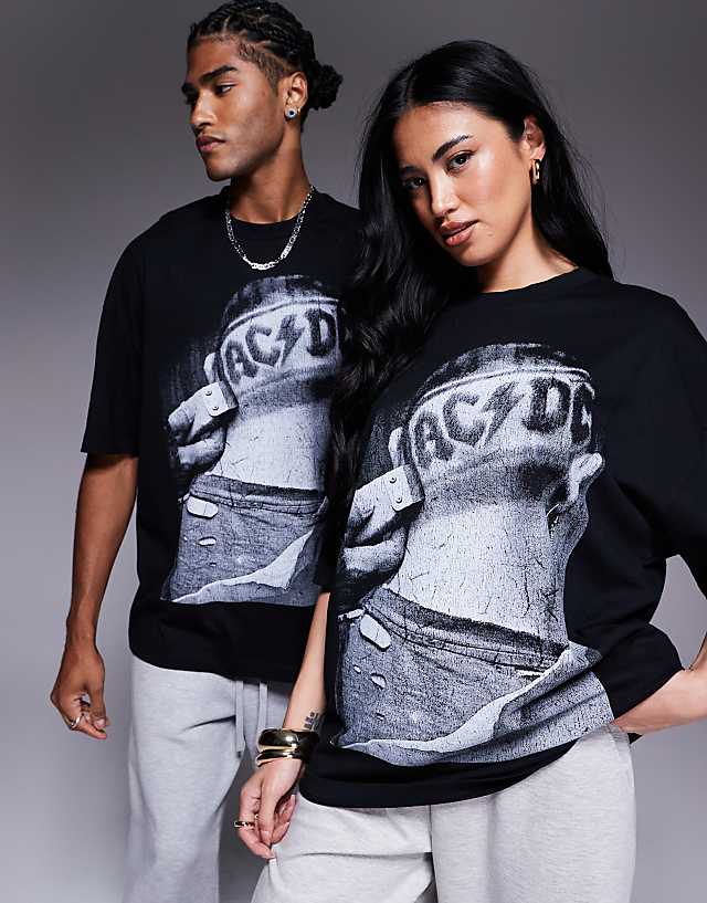 asos ASOS DESIGN unisex oversized t-shirt with AC/DC print in black
