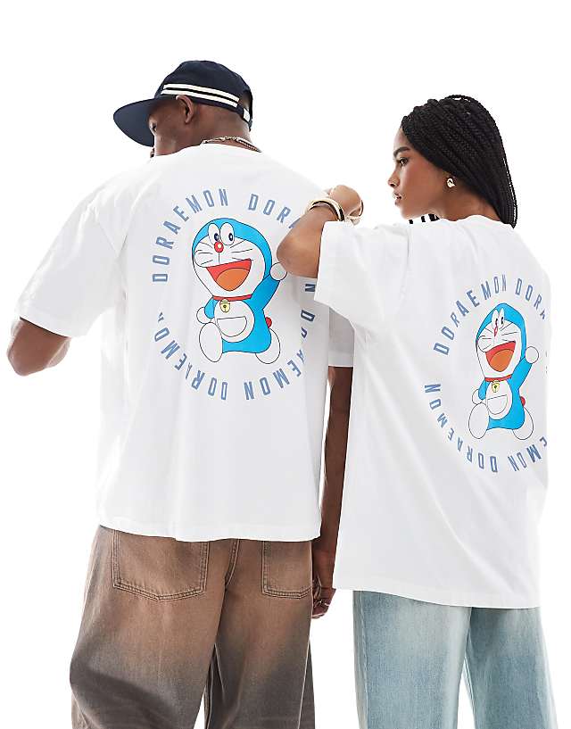 Asos ASOS DESIGN Unisex Oversized T-shirt With Doraemon Prints In White