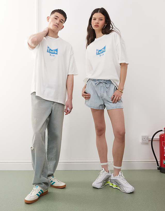 Asos ASOS DESIGN Unisex Oversized T-shirt With Fanta Prints In White