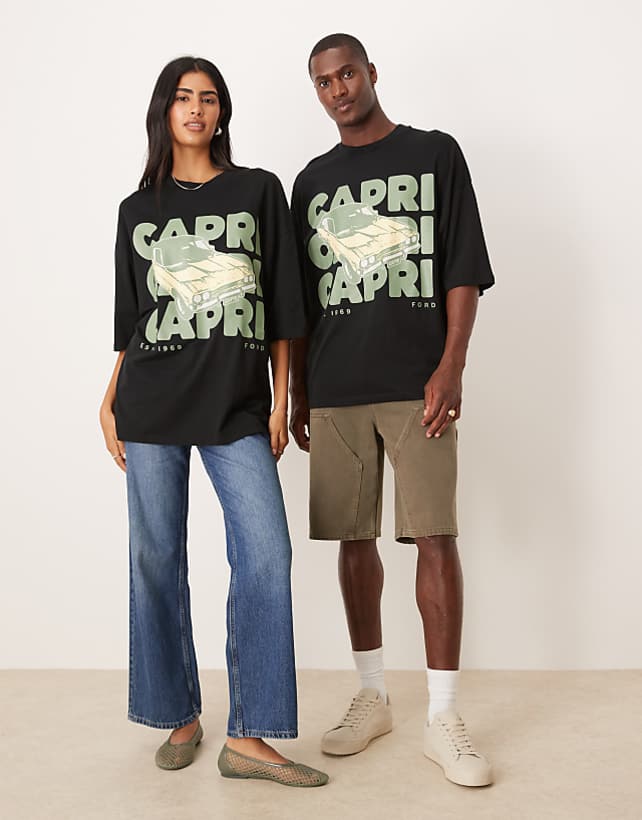 asos ASOS DESIGN unisex oversized t-shirt with Ford print in black