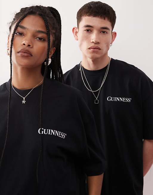 Asos ASOS DESIGN Unisex Oversized T-shirt With Guinness Prints In Black